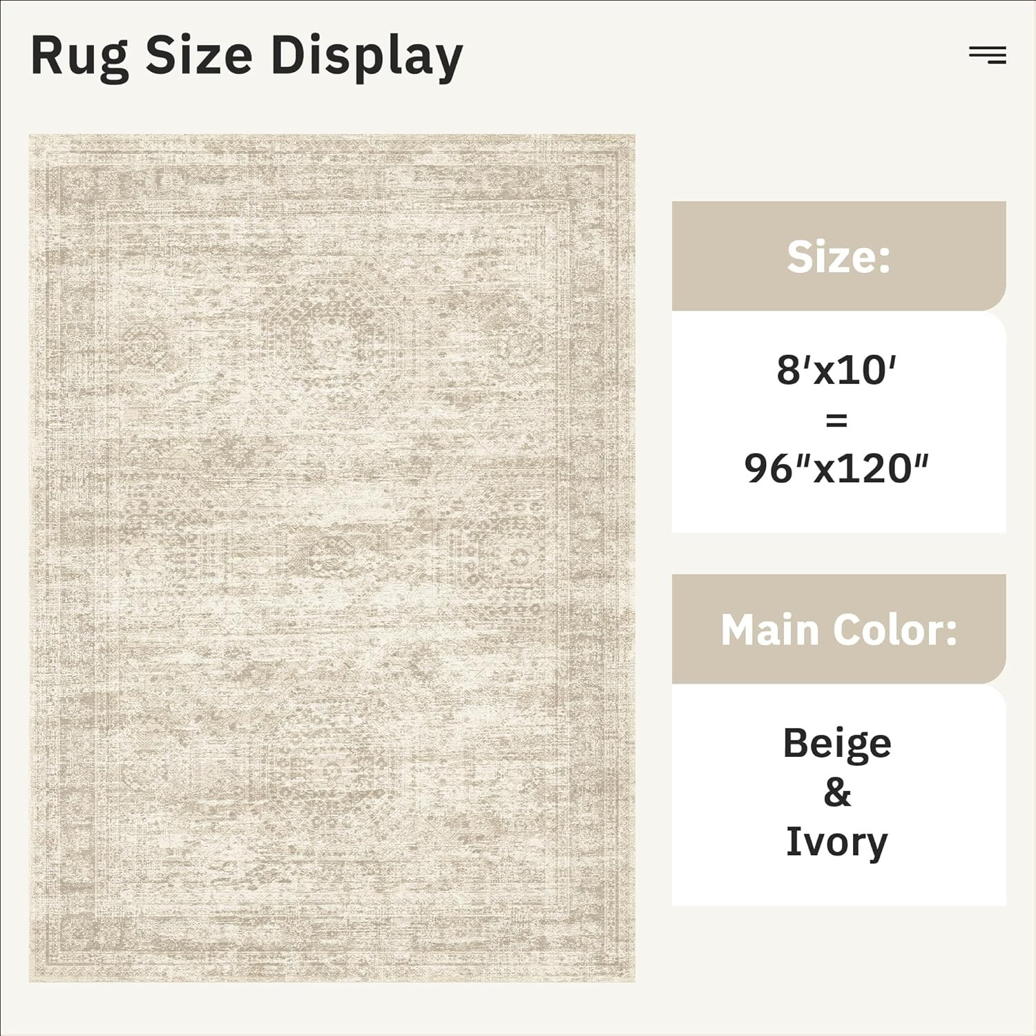 Washable Area Rug 8x10, Large Soft Rugs for Living Room Vintage Beige Carpet 8x10 Area Rugs for B... | Amazon (US)