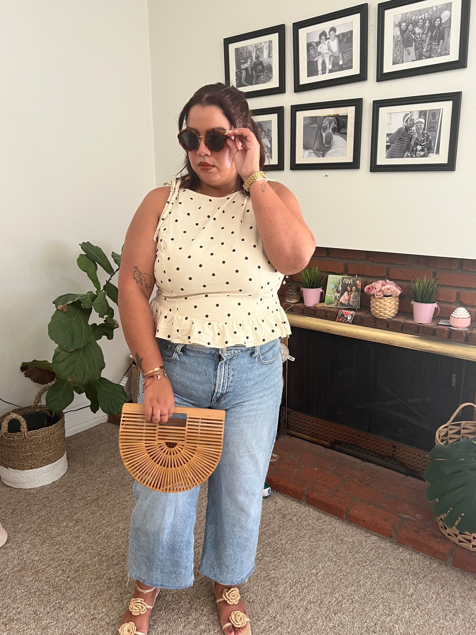 I LOVE a matching set! It’s such a good way to make multiple outfits. It makes packing for a trip super easy and this polka dot linen set from H&M is my current obsession! It’s super cute, breezy for the hot weather and flattering on a midsize curvy body like mine.  Are you a matching sets kind of person? 