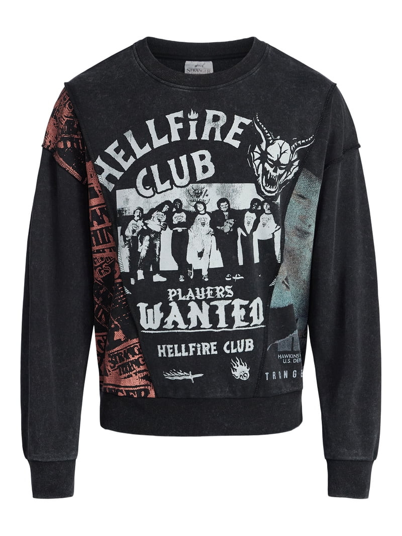 Netflix Stranger Things Men's and Big Men's Hellfire Club Crewneck Sweatshirt, Sizes XS-3XL | Walmart (US)