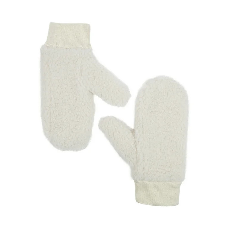 Time and Tru Women's Faux Sherpa Teddy Mittens | Walmart (US)