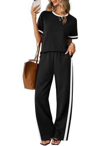 Sampeel 2 Piece Sets for Women Matching Sets Summer Outfits Resort Wear Short Sleeve Lounge Set W... | Amazon (US)