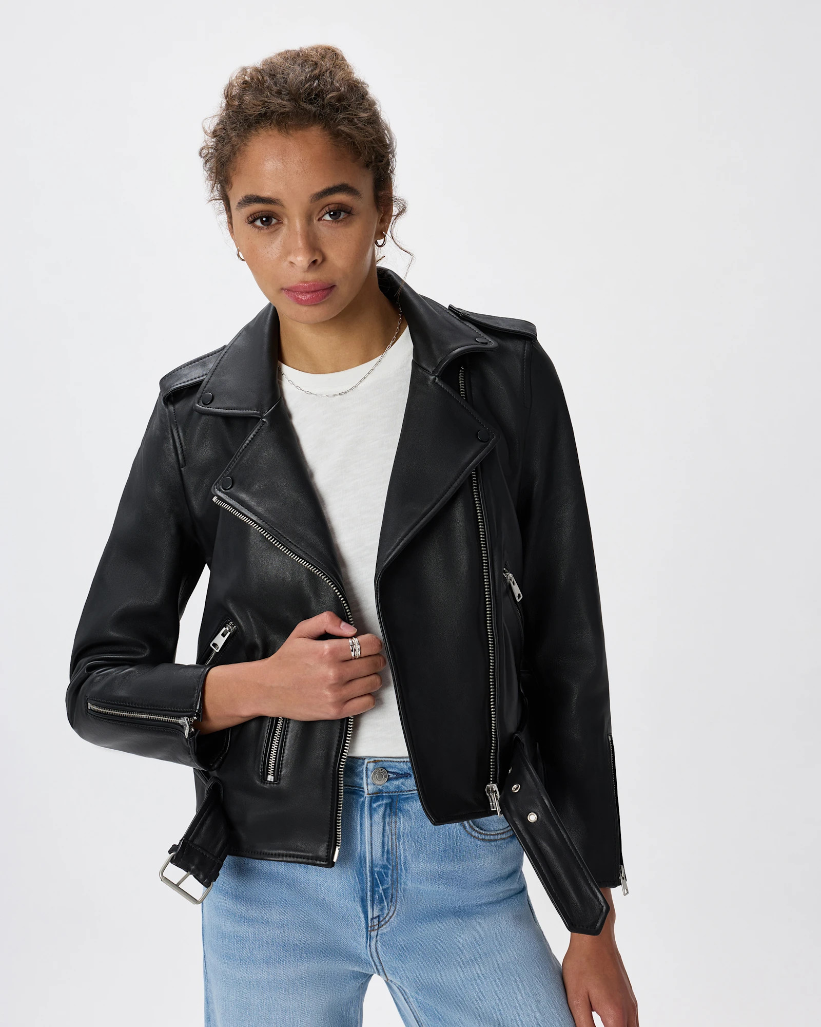Quince | Women's Motorcycle Jacket in Cognac, Size Medium, Leather | Quince