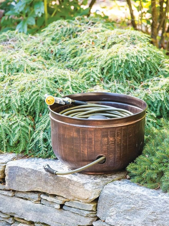Gardener's Supply Company Garden Hose Pot | Elegant Brushed Bronze Brown Decorative Watering Hose... | Amazon (US)