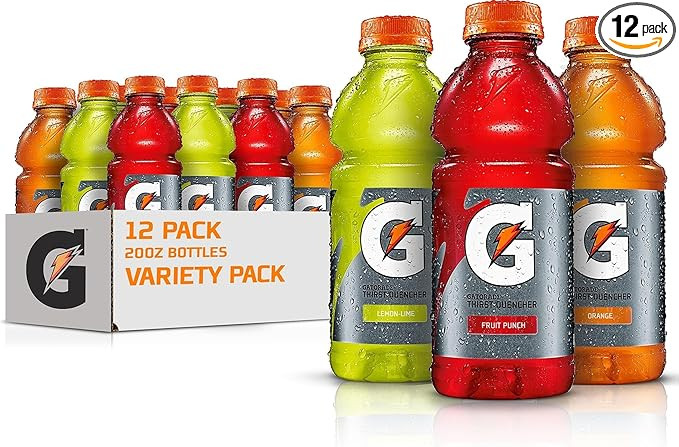 Gatorade Thirst Quencher Sports Drink, Variety Pack, 20oz Bottles, 12 Pack, Electrolytes for Rehy... | Amazon (US)