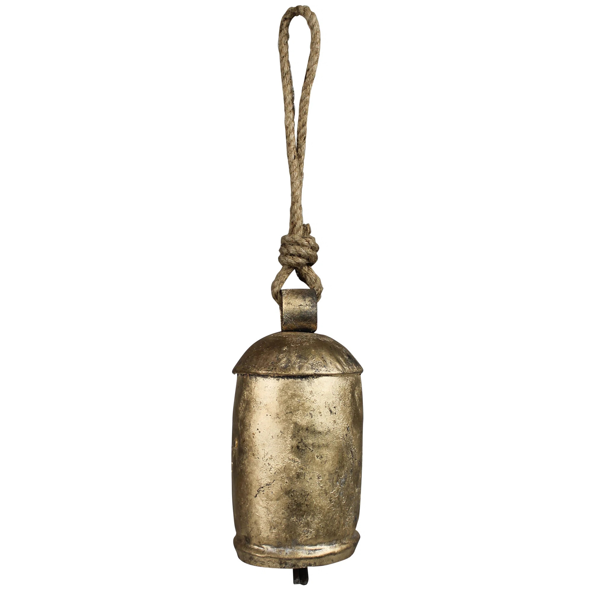 Gracie Oaks Chauk Bell With Rope Hanger, Brass - Lrg | Wayfair | Wayfair North America