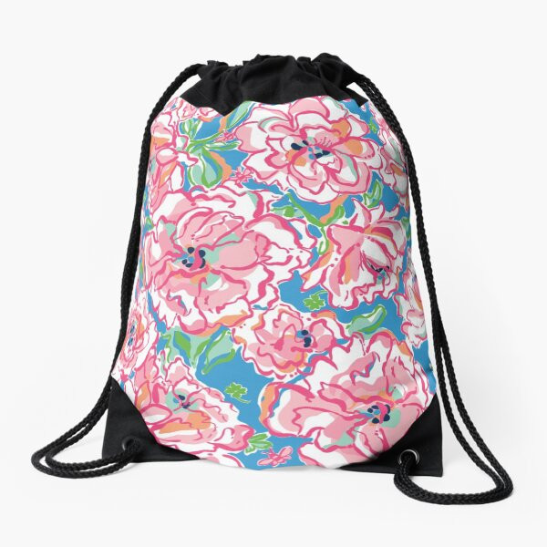 Floral Pink Pattern Lily Drawstring Bag | Redbubble (US)