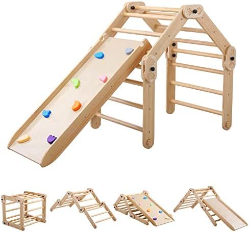 Amazon.com: Dripex Pikler Triangle Climber with Ramp and More Than 10 Changing Play Method, Monte... | Amazon (US)