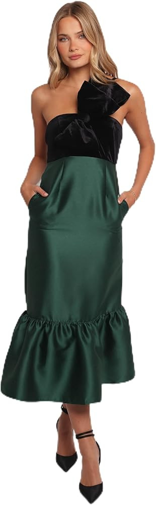 Petal & Pup Womens Amelie Bow Front One Shoulder Midi Dress | Amazon (US)