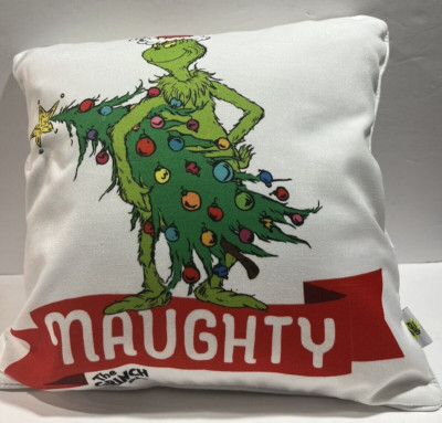 Dr. Seuss The Grinch NAUGHTY & MAX NICE 2 sided Christmas Pillow (pls read) | eBay US