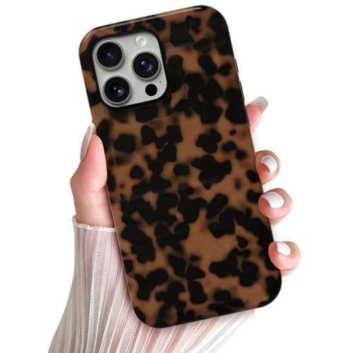 Skyseaco Compatible with iPhone 16 Case Chic Brown Amber Leopard Print Tortoise Shell Phone Case, Shockproof Soft TPU and Hard Back Protective Case, Turtle Shell | Amazon (US)
