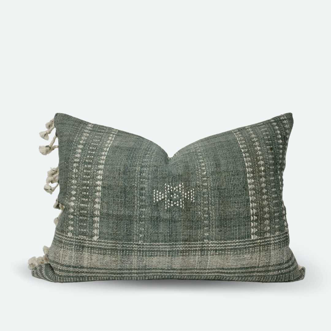 Medium Lumbar Pillow Cover - Sage Indian Wool Stripe | Etsy (US)