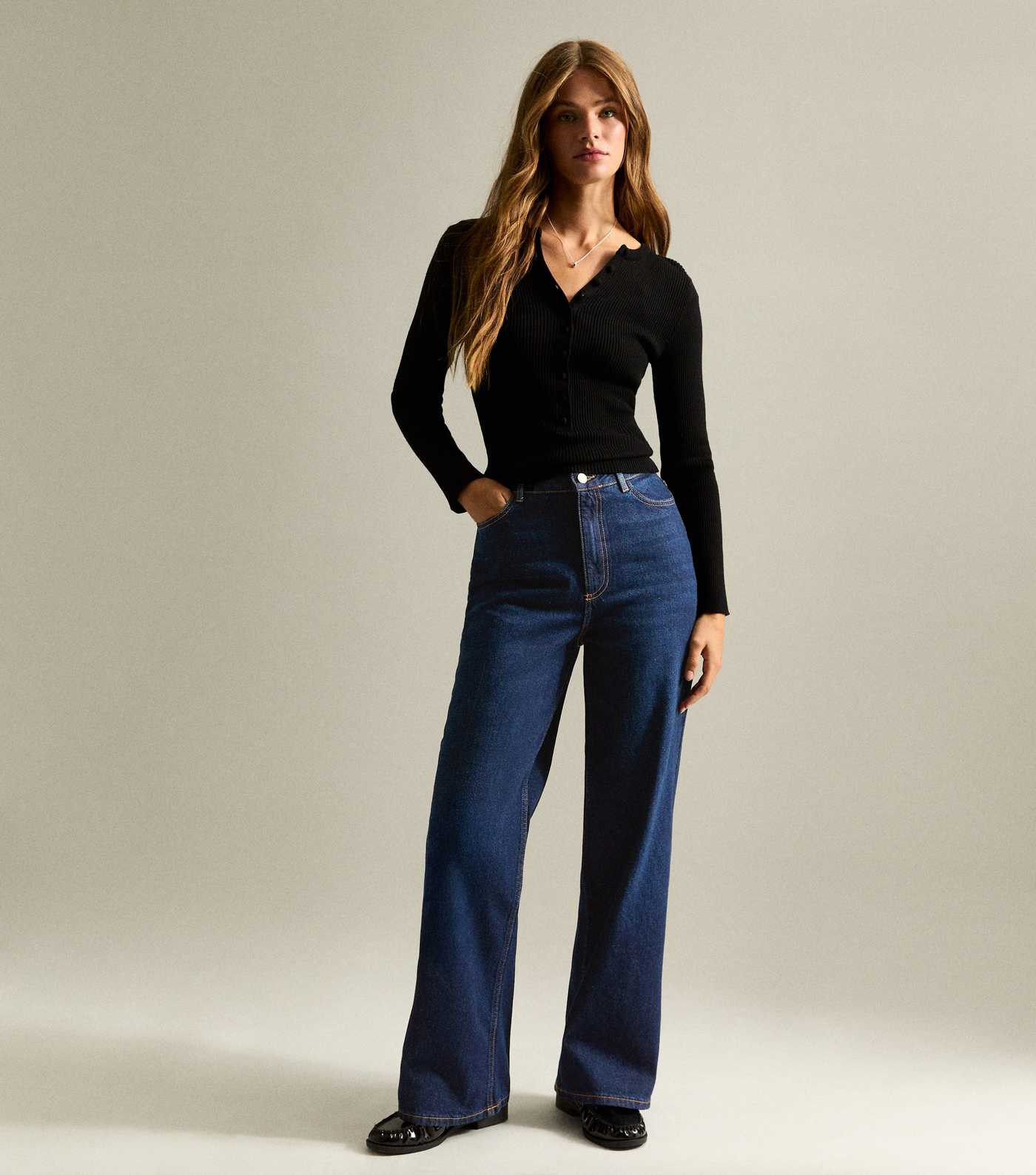 Dark Blue Adalae High Waisted Wide Leg Jeans | New Look | New Look (UK)