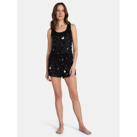 Halloween Women's Hacci Knit Tank Top and Shorts Pajama Set from Way to Celebrate, 2-Piece, Sizes XS-3X | Walmart (US)
