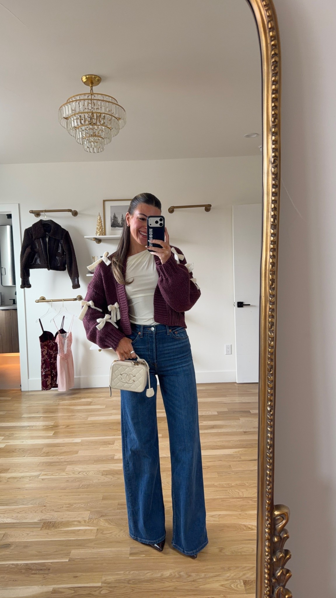 Meeting the parents tonight in the cutest bow accent sweater off the shoulder top and jeans

Abercrombie code: CYBERAF
Victoria secret code: emerson40

Wearing my usual smalls/25

date night
Winter outfit
Dinner look
Burgundy sweater
Bow details
Denim
Jeans
Boots

#LTKdayinmylife #LTKgrwm #LTKHoliday