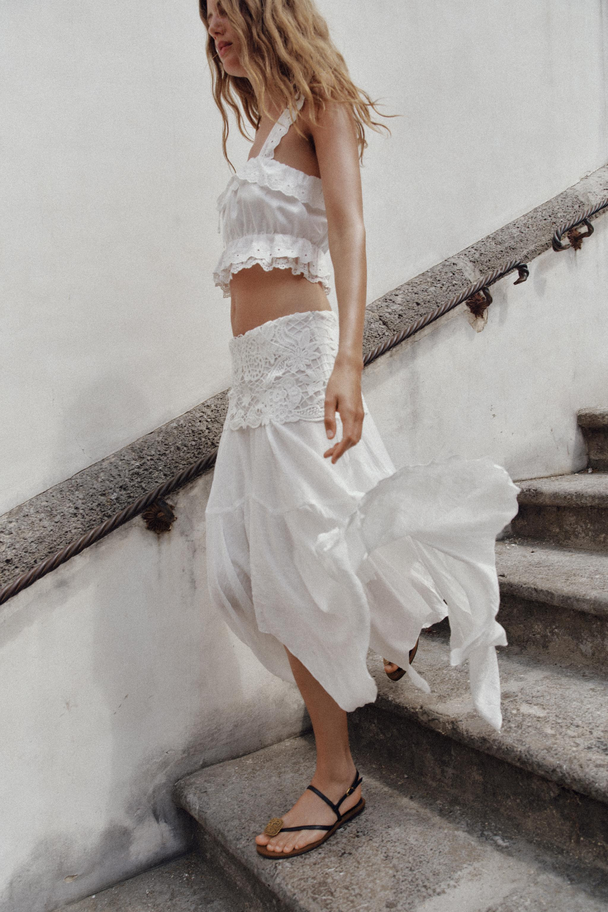 EMBROIDERED ASYMMETRIC MIDI SKIRT | Zara UK