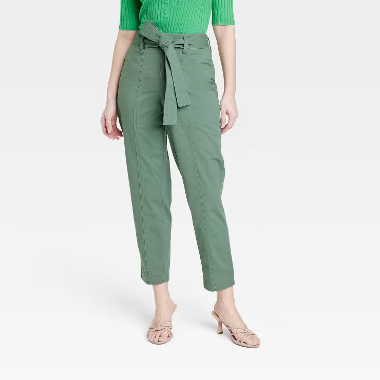 Women's High-Rise Tapered Ankle Tie Front Pants - A New Day™ | Target