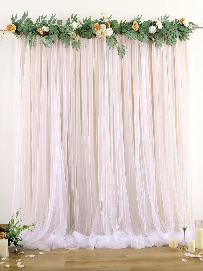 Champagne Tulle Backdrop Curtains for Baby Shower Party Wedding Photo Drape Backdrop for Photogra... | Amazon (US)