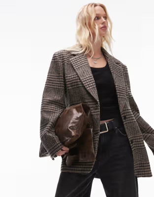 Topshop heritage check blazer with wool in multi | ASOS (Global)