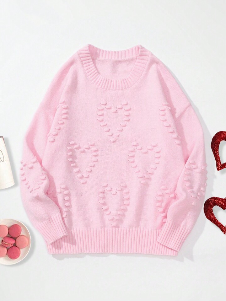 SHEIN Qutie Women's Sweater With Pom-pom And Heart Design | SHEIN