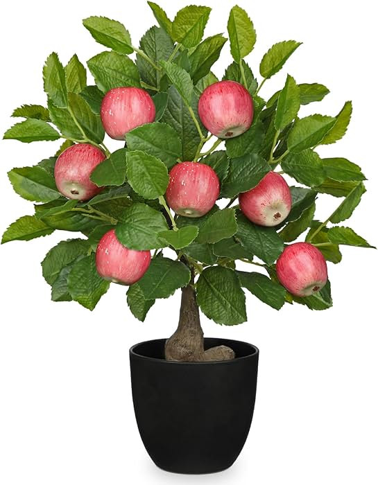 Artificial Fruit Tree Potted Plants - Fake Apple Tree Artificial Fruit Plant 15.7" with Black Pot... | Amazon (US)