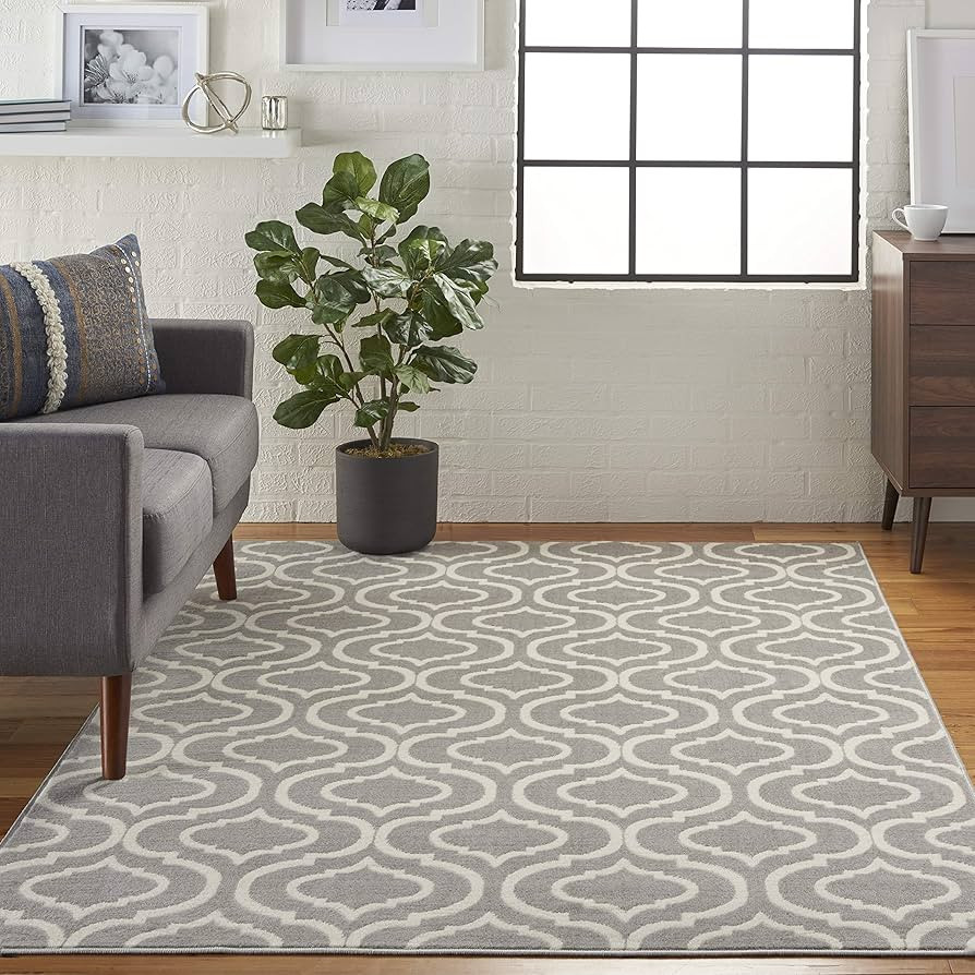 Nourison Jubilant Trellis Grey 5'3" x 7'3" Area -Rug, Easy -Cleaning, Non Shedding, Bed Room, Liv... | Amazon (US)