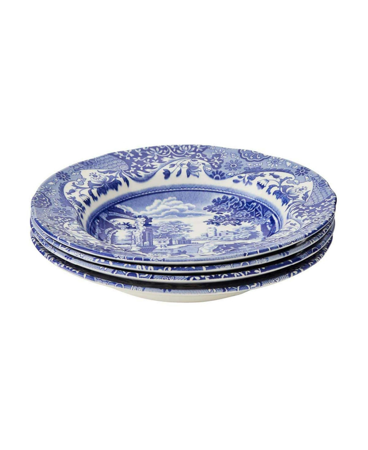 Spode Blue Italian Rim Soup Bowl Set/4 - Blue | Macy's