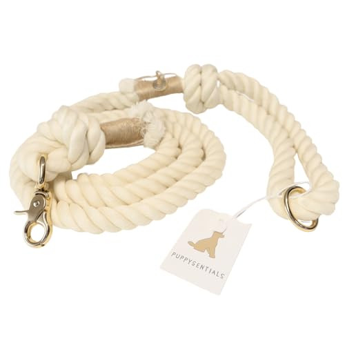 Premium Cotton Rope Leash for Medium & Large Dogs – 5 ft Handcrafted, Strong, Stylish & Durable with 360° Swivel Heavy-Duty Clip – Perfect for Everyday Walks, Training & Weddings - Cream | Amazon (US)