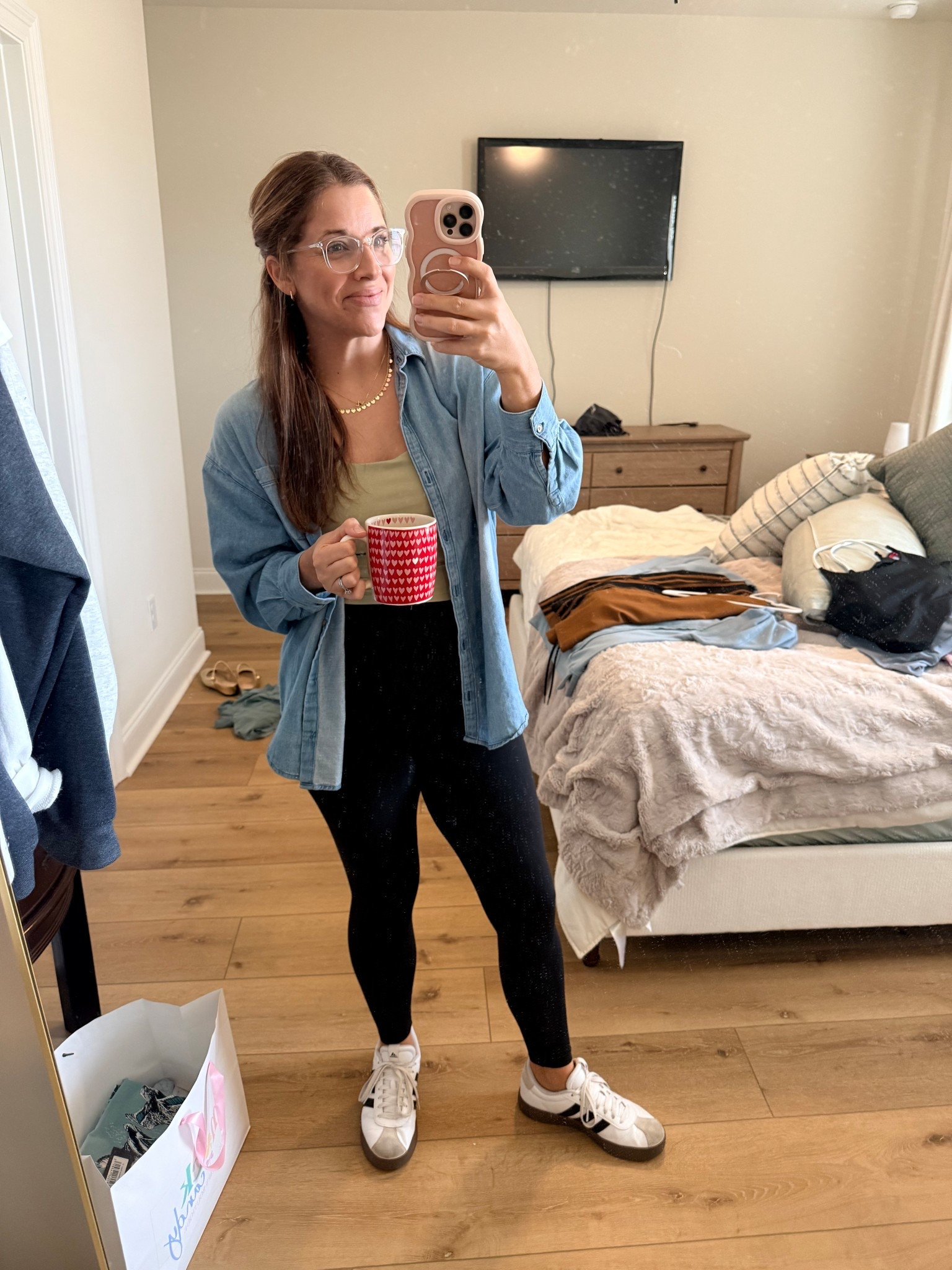 M leggings with secretsculpt technology from my favorite brand CRZ YOGA
M bra with sewn in pads
S denim button down 
Adidas sneakers are true to size 

#LTKmomlife #LTKTravel #LTKActive