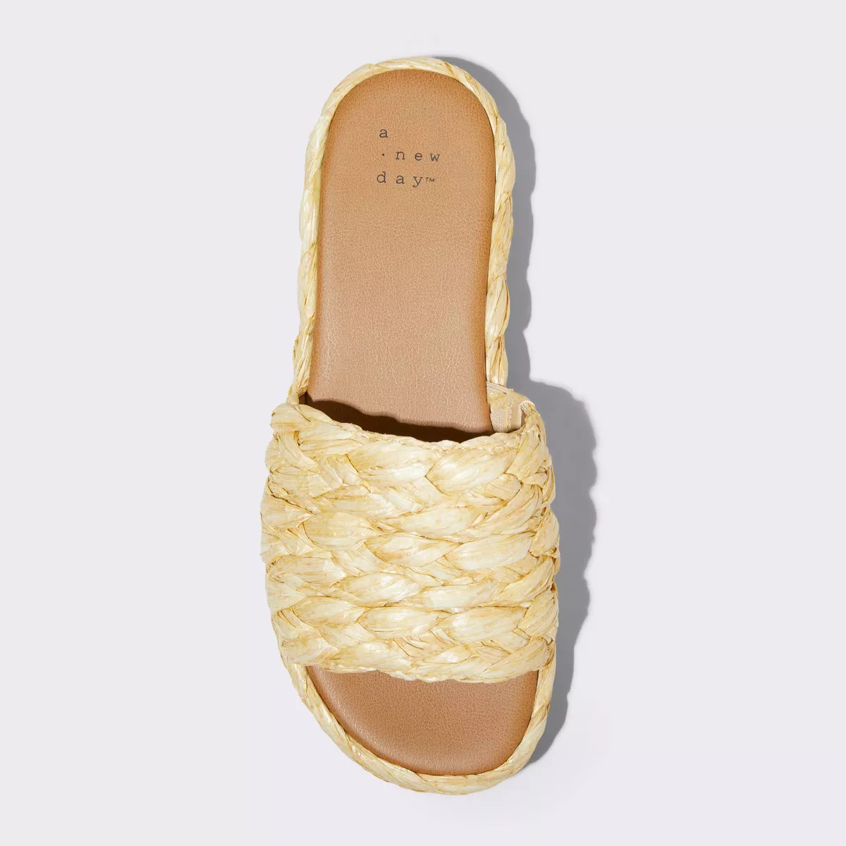 Women's Casey Braided Raffia Platform Slide Sandals - A New Day™ Beige | Target