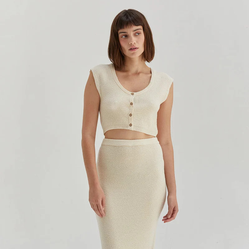 Crescent Mila Maxi Skirt Set - White | Verishop