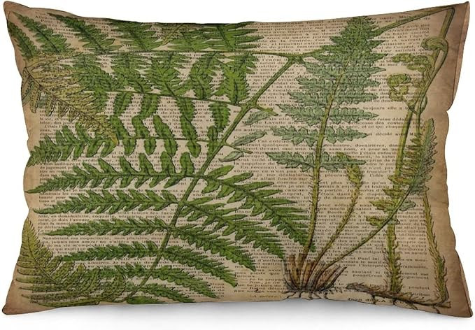Vintage Foliage Hipster Botanical Print Fern Leaves Throw Pillow Covers 12"X20" Decorative Pillow... | Amazon (US)
