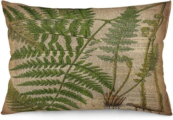 Vintage Foliage Hipster Botanical Print Fern Leaves Throw Pillow Covers 12"X20" Decorative Pillow... | Amazon (US)