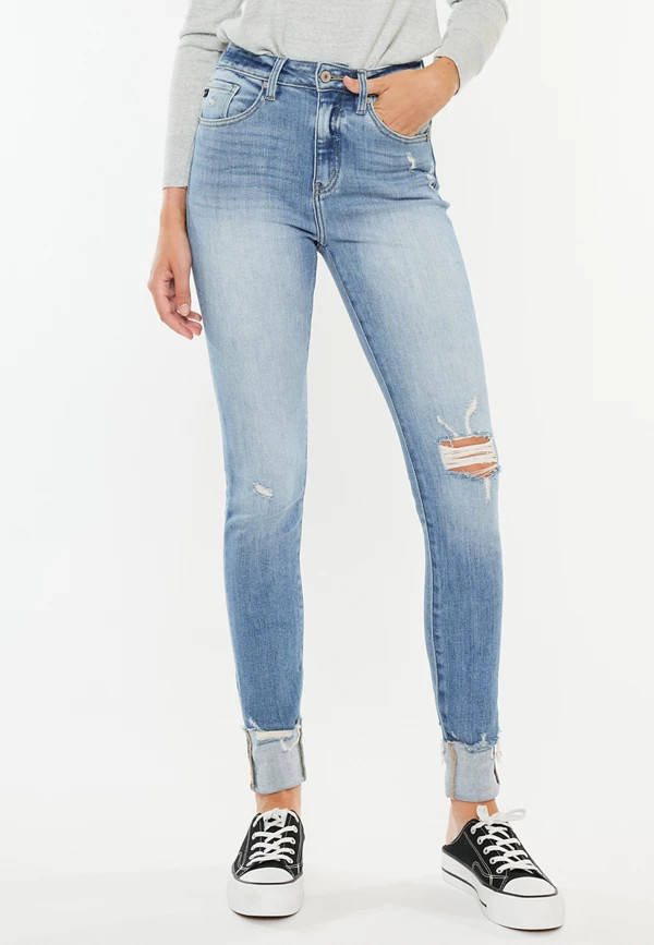 KanCan™ Curvy High Rise Ripped Cuffed Hem Skinny Jean | Maurices