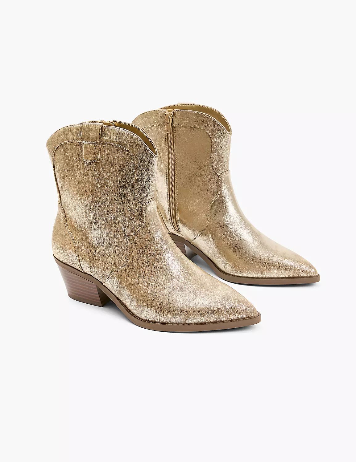 Dream Cloud Metallic Western Ankle Boot | LaneBryant | Lane Bryant (US)