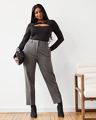 Express Women's Editor Super High Waisted Straight Ankle Pant in Gray 12 | Express