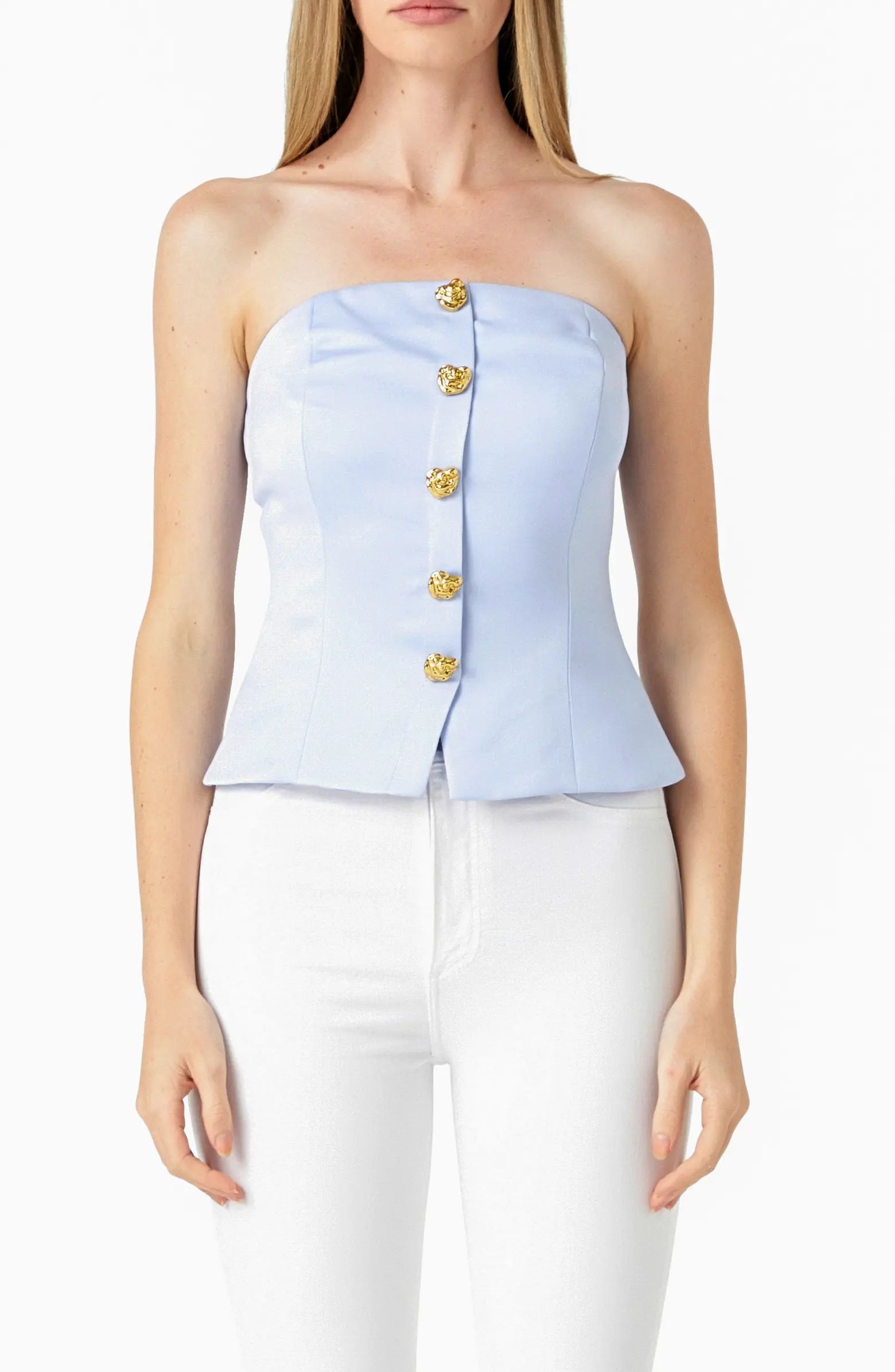 Endless Rose Strapless Button-Up Top | Nordstrom | Nordstrom