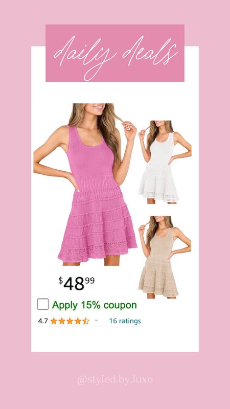 Amazon daily deals 

Amazon dresses | summer dresses | crochet dress | mini dress 

#LTKSaleAlert #LTKStyleTip #LTKSeasonal