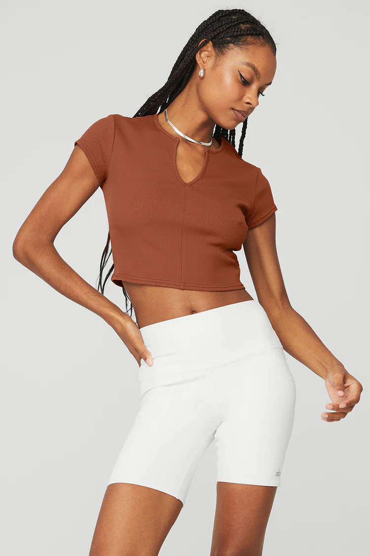 Ribbed Cropped Savvy Short Sleeve | Alo Yoga (US)