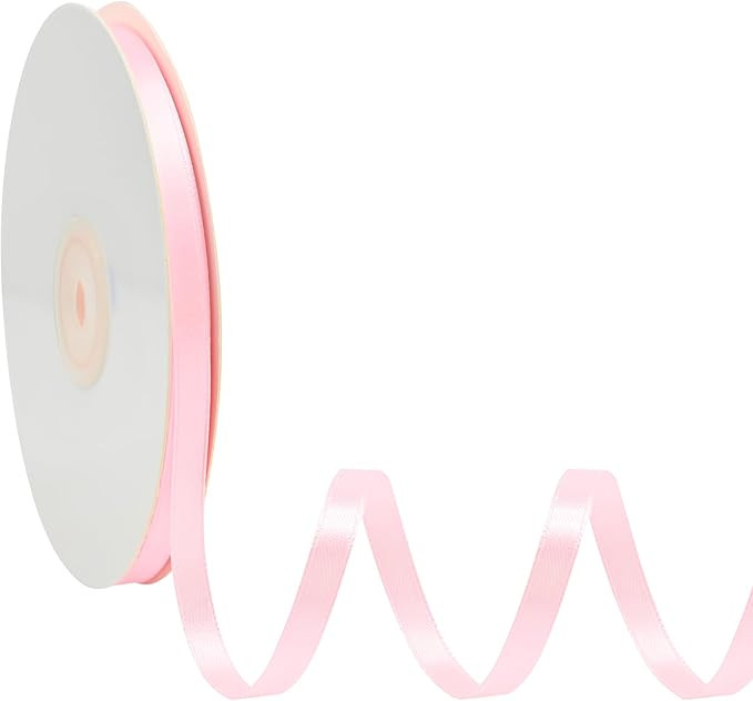 Simplegoal Double Face Pink Satin Ribbon 1/4 Inch X 50 Yards Polyester Pink Ribbons for Gift Wrap... | Amazon (US)