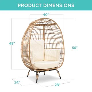 Wicker Egg Chair Oversized Indoor Outdoor Patio Lounger | Best Choice Products 