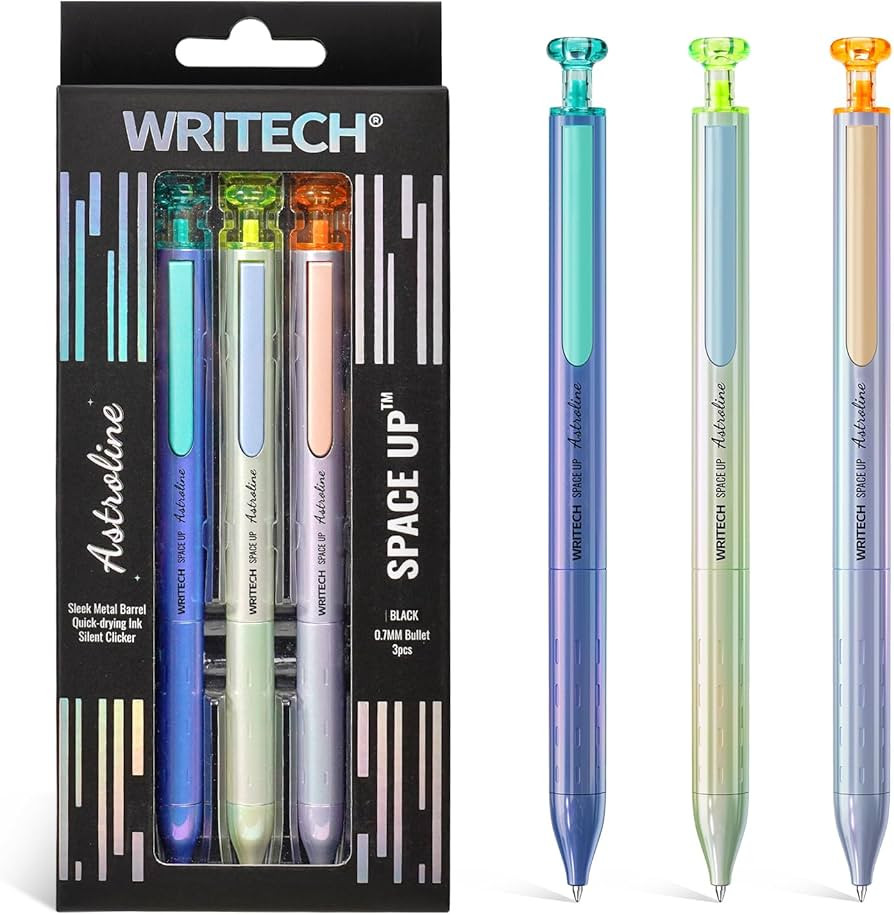 WRITECH Gel Pens Black Ink: Sleek Metal Barrel Pen Fine Point 0.7mm Retractable 3ct No Smear Quic... | Amazon (US)