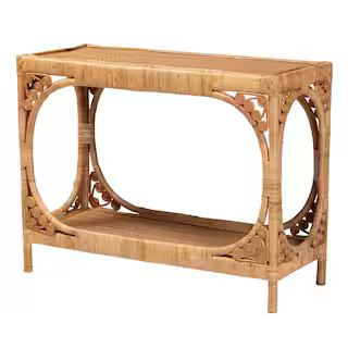 Ramona 39.3 in. Light Honey Rattan Rectangle Wicker Console Table | The Home Depot
