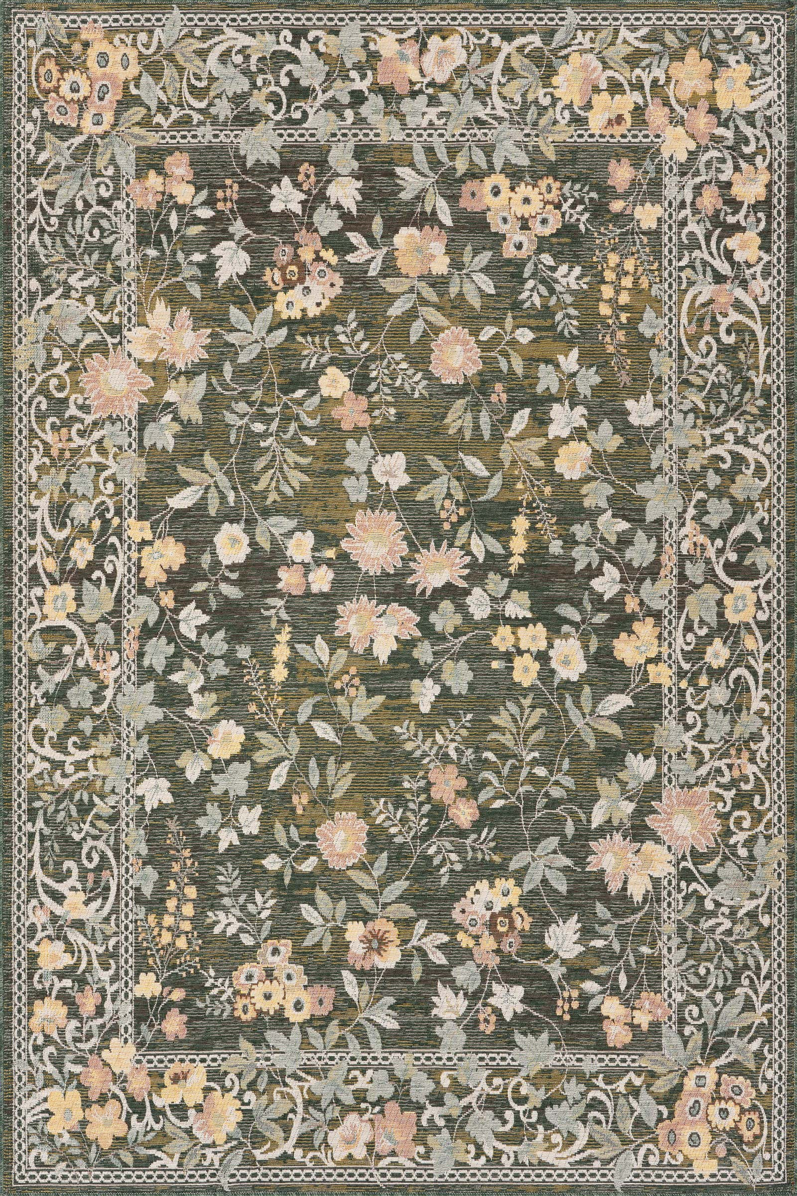 Color: GreenElizaya Transitional Floral Indoor/Outdoor Rug | Blue Blue swatchElizaya Transitional... | Rugs USA