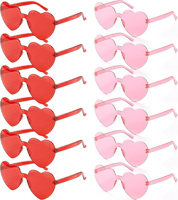 JOYIN 12 Packs Valentine's Day Plum Pink and Red Heart Shaped Sunglasses, Classroom Exchange Gift... | Amazon (US)