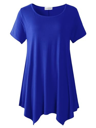 LARACE Short Sleeve Shirts for Womens Plus Size Tops(RoyalBlue 1X) | Amazon (US)