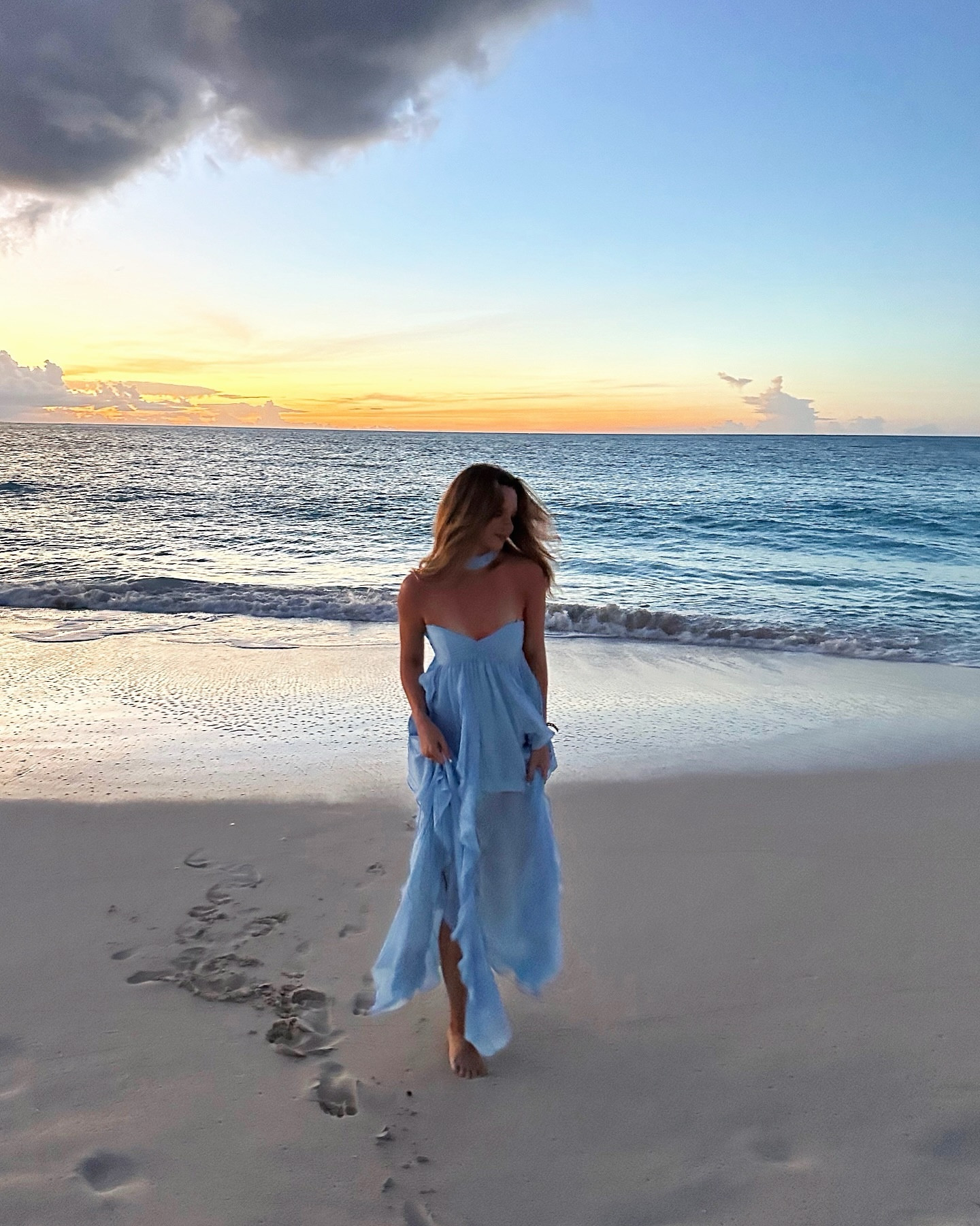 I was so obsessed with the Nana Jaqueline Mariah Dress but the blue one was always sold out!!! I ran into this one online and it looks super similar from the front! I pinned up the sides to make it a high neck :) Also, WAY cheaper!

#LTKFindsUnder100 #LTKStyleTip #LTKSeasonal