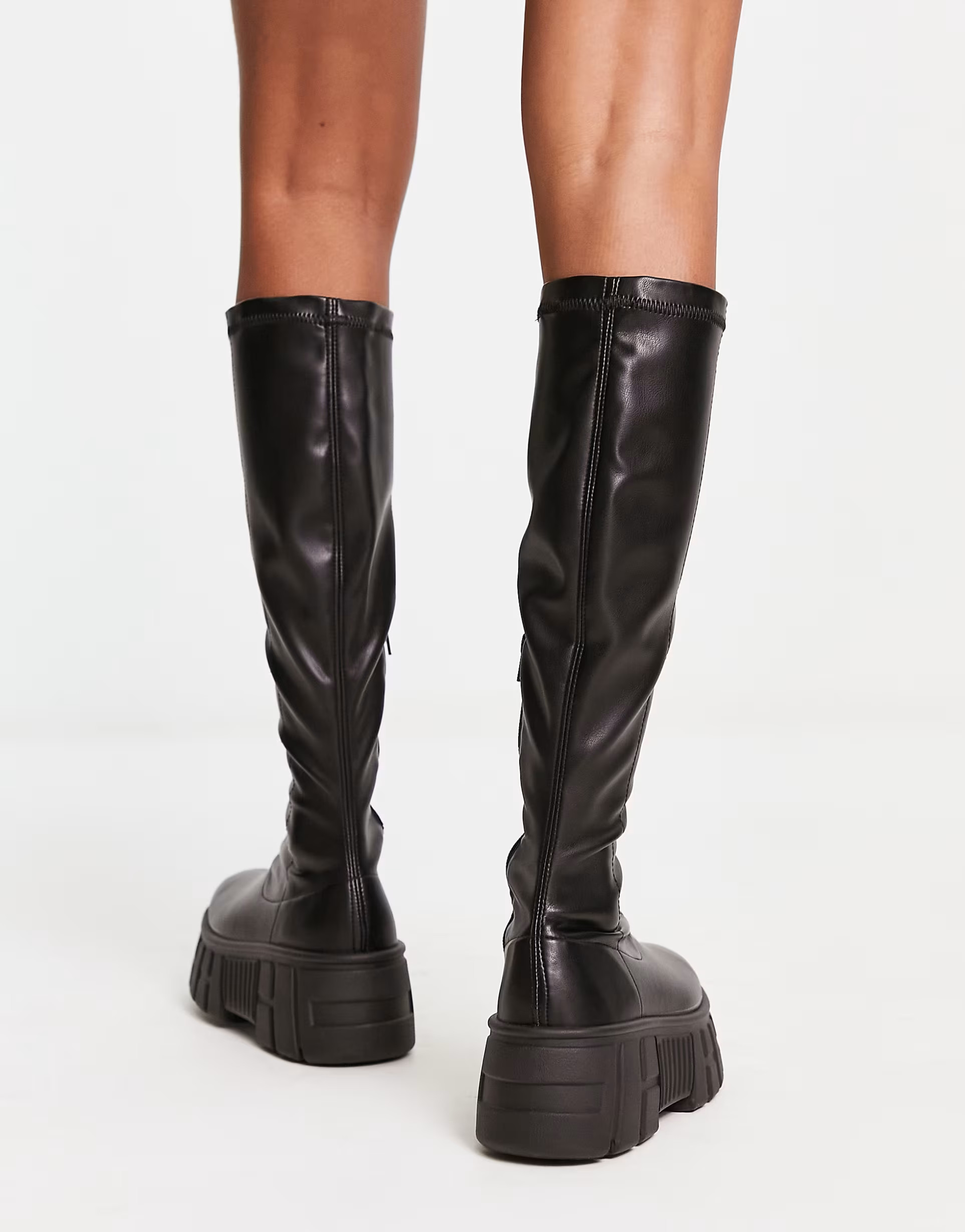 ASOS DESIGN Copenhagen chunky knee high sock boots in black | ASOS (Global)