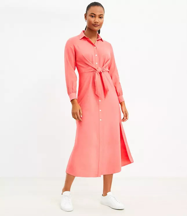 Knot Front Midi Shirtdress | LOFT