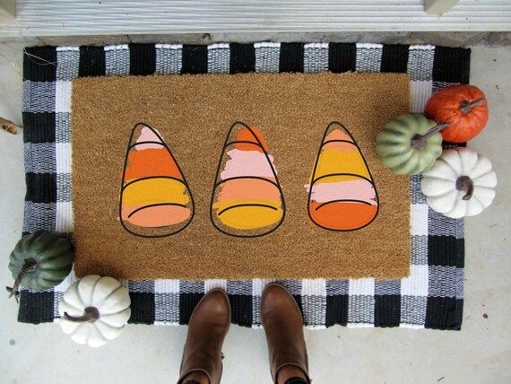 Candy corn doormat fall doormat personalized doormat | Etsy | Etsy (US)