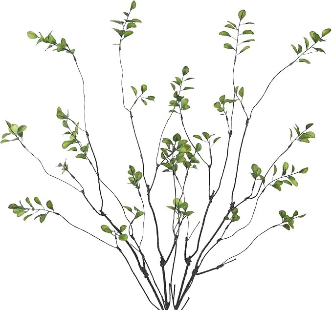 4 piezas de plantas artificiales de tallos de vegetación de 35.4 pulgadas, ramas de imitación p... | Amazon (US)